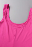 Розово-красная повседневная спортивная одежда Однотонные базовые узкие комбинезоны с U-образным вырезом
