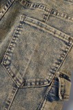 Multicolor Casual Solid Patchwork High Waist Regular Denim Jeans
