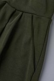 Army Green Casual Solid Patchwork Regular High Waist Konventionelle einfarbige Shorts