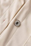 Khaki Casual Solid Patchwork Turndown Collar Regular Romper