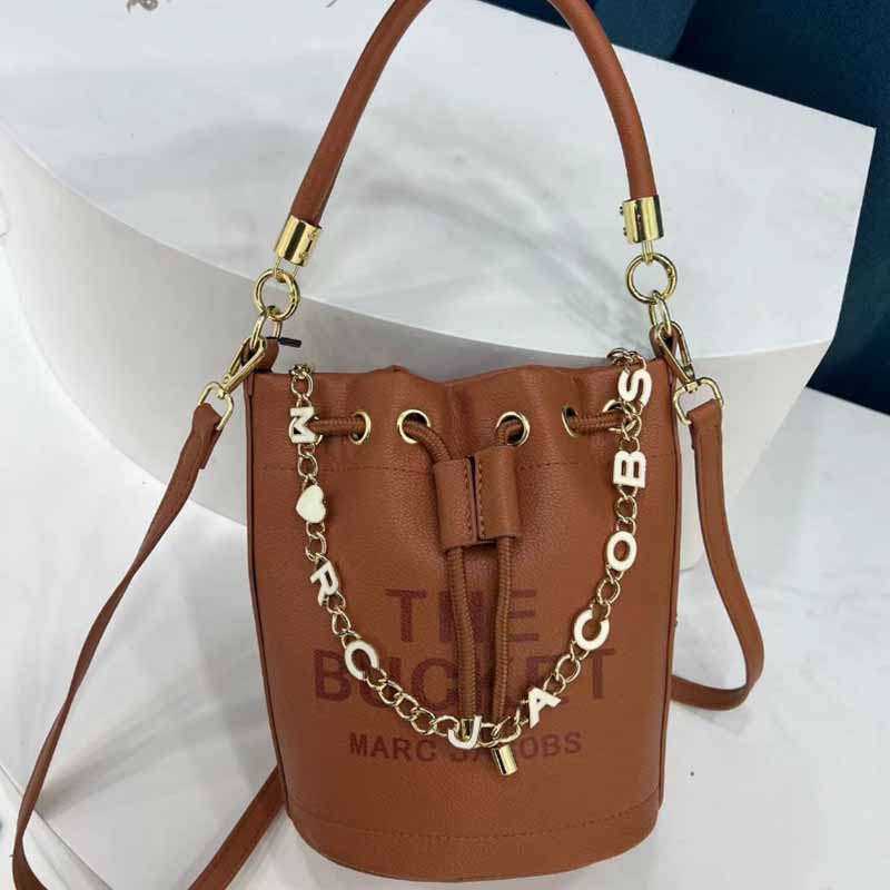 

Brown Casual Street Letter Draw String Bags(Without Chain)