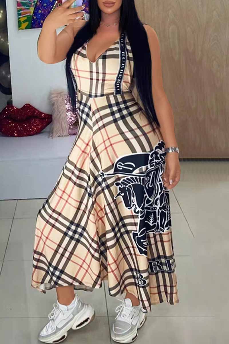 

Stripe Casual Striped Patchwork Letter V Neck A Line Dresses