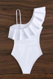 White Sexy Solid Patchwork See-through Backless Swimwears (With Paddings)