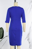 Robes de robe irrégulières asymétriques à col rond asymétriques élégantes et décontractées bleu royal