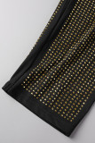 Черные золотые сексуальные однотонные однотонные однотонные штаны с высокой талией, стандартные, с высокой талией
