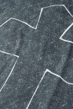Camisetas con cuello en O de patchwork con estampado casual de calle gris oscuro