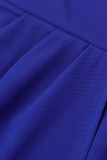 Royal Blue Casual Elegant Solid Patchwork Asymmetrischer O-Ausschnitt Unregelmäßige Kleider