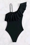Maillots de bain dos nu transparents en patchwork solide noir sexy (avec rembourrages)