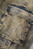 Mehrfarbige Casual Solid Patchwork High Waist Regular Denim Jeans