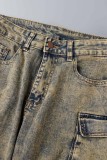 Flerfärgad Casual Solid Patchwork Vanliga jeans med hög midja