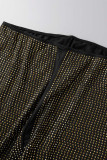 Черные золотые сексуальные однотонные однотонные однотонные штаны с высокой талией, стандартные, с высокой талией
