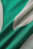 Зеленые сексуальные повседневные однотонные лоскутные прозрачные узкие комбинезоны с контрастной лямкой на спине и открытой спиной