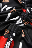 Robes de robe imprimées noires décontractées à imprimé quotidien et col en V
