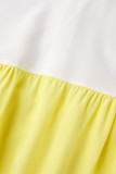 Gelbe beiläufige Farbklumpen-Patchwork-Patchwork-halbe Rollkragen-Kurzarm-Kleid-Kleider