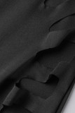 Черные сексуальные однотонные лоскутные платья-юбка-карандаш с U-образным вырезом