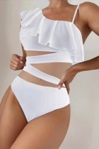 Costumi da bagno senza schienale trasparenti in patchwork solido bianco sexy (con imbottiture)