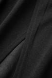 Robe de soirée noire sexy formelle en patchwork solide fendue sur l'épaule