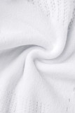 Vita sexiga solida genomskinliga skinny jumpsuits med o-hals