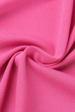 Розово-красное сексуальное однотонное платье без бретелек без рукавов с открытой спиной Платья