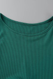 Tinta verde sexy sólido patchwork hendidura o cuello sin mangas dos piezas