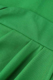 Grön Casual Elegant Solid Patchwork Asymmetrisk O-hals oregelbunden klänning klänningar