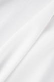 Robe chemise blanche décontractée à col rabattu et patchwork Robe grande taille