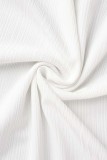 Bianco casual solido patchwork colletto rovesciato senza maniche due pezzi