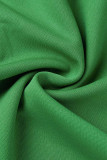 Groene Casual Elegante Solide Patchwork Asymmetrische Onregelmatige Jurkjurken met O-hals