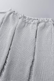 Colletto con cappuccio patchwork scavato solido sexy grigio senza maniche in due pezzi
