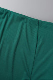 Чернильный зеленый сексуальный сплошной лоскутный разрез с круглым вырезом без рукавов из двух частей