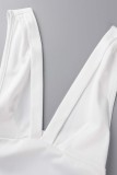 Vita Sexiga Solid Vik V-hals ärmlösa klänningar