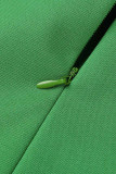 Groene Casual Elegante Solide Patchwork Asymmetrische Onregelmatige Jurkjurken met O-hals