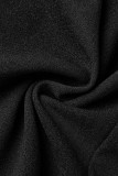 ブラック セクシー フォーマル ソリッド パッチワーク スリット オフショルダー イブニングドレス ドレス