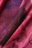 Púrpura sexy impresión patchwork medio cuello alto lápiz falda vestidos