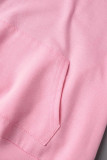 Robes de col à capuche dos nu en patchwork uni décontracté rose