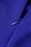 Königsblaues, elegantes, festes Patchwork mit Schleife und V-Ausschnitt, einstufige Rockkleider