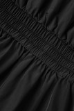 Zwart Casual Solid Patchwork Ruglooze strapless mouwloze romper