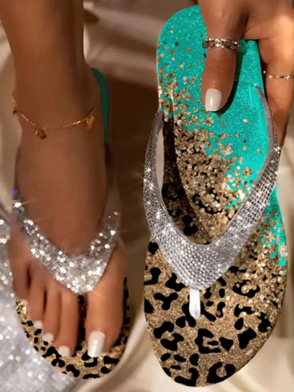 Zapatos cómodos de diamantes de imitación con estampado de patchwork casual azul
