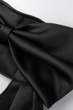 Patchwork preto sexy sólido assimétrico com tops sem alças