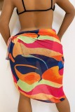 Färg Sexigt tryck Asymmetriska badkläder Cover Up