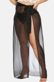 Черная сексуальная прозрачная однотонная бандажная юбка больших размеров