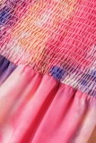 Farbe Sexy Casual Print Tie Dye Rückenfrei Schulterfrei Langes Kleid Plus Size Kleider