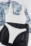 White Sexy Solid Backless Swimwears (With Paddings)
