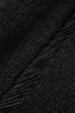 Negro Sexy Casual Sólido Ahuecado Cuello con capucha Sin mangas Dos piezas