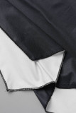 黒のセクシーなプリント包帯バックレス スリット ホルター ロング ドレス ドレス
