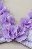 Maillots de bain appliques patchwork solides sexy violets