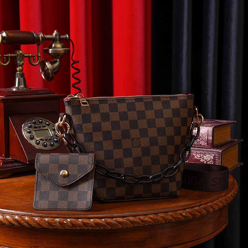 Deep Coffee Street Letter Chains Zipper Bags