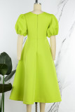 Fruktgrön Casual Elegant Solid Patchwork V-ringad aftonklänning