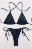 Синие сексуальные однотонные купальники с открытой спиной (с прокладками)