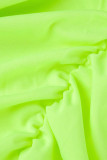 Grüne sexy solide zerrissene Patchwork-O-Ausschnitt-One-Step-Rock-Kleider